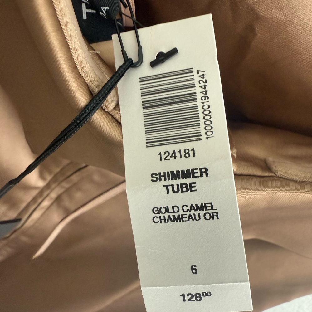Aritzia Strapless Satin Dress in Gold - Picture 7 of 8